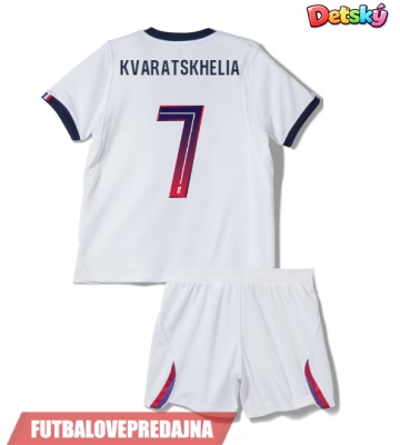 Lacne Dětský Futbalové dres Paris Saint-Germain Khvicha Kvaratskhelia #7 2026-27 Krátky Rukáv - Preč (+ trenírky)